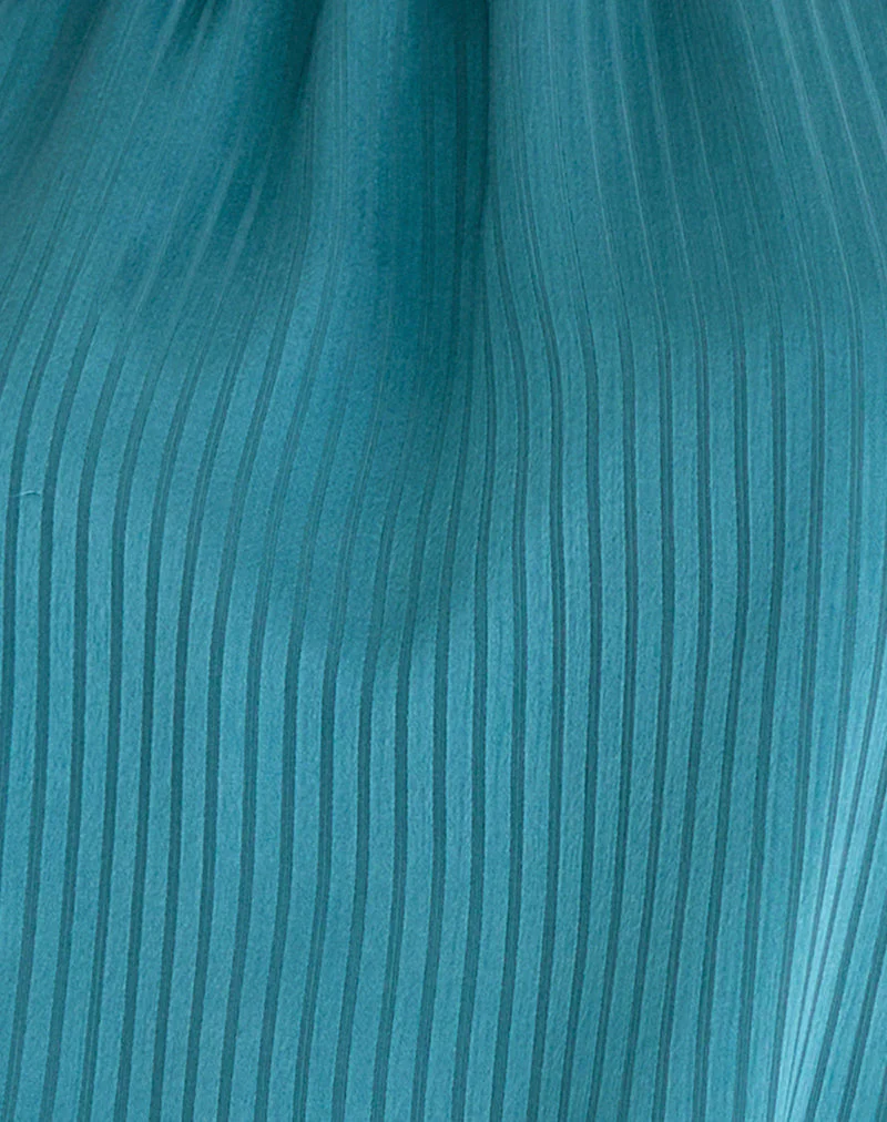 Davina Minikleid aus gestreiftem Satin Teal - Image 7