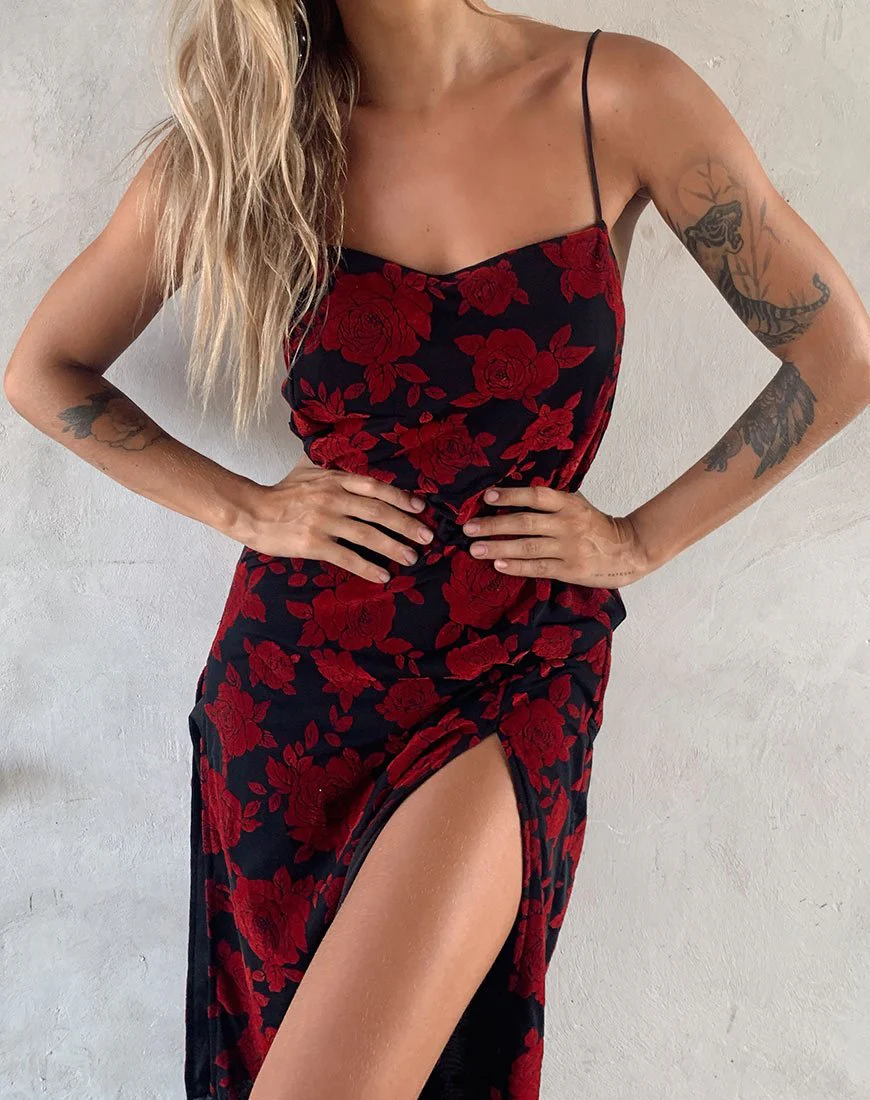 Daxita Kleid in Romantisch Rot Rosenflock - Image 2