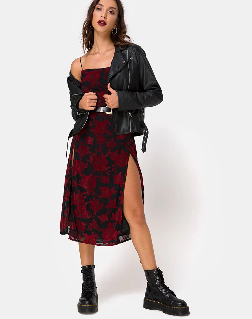 Daxita Kleid in Romantisch Rot Rosenflock - Image 3