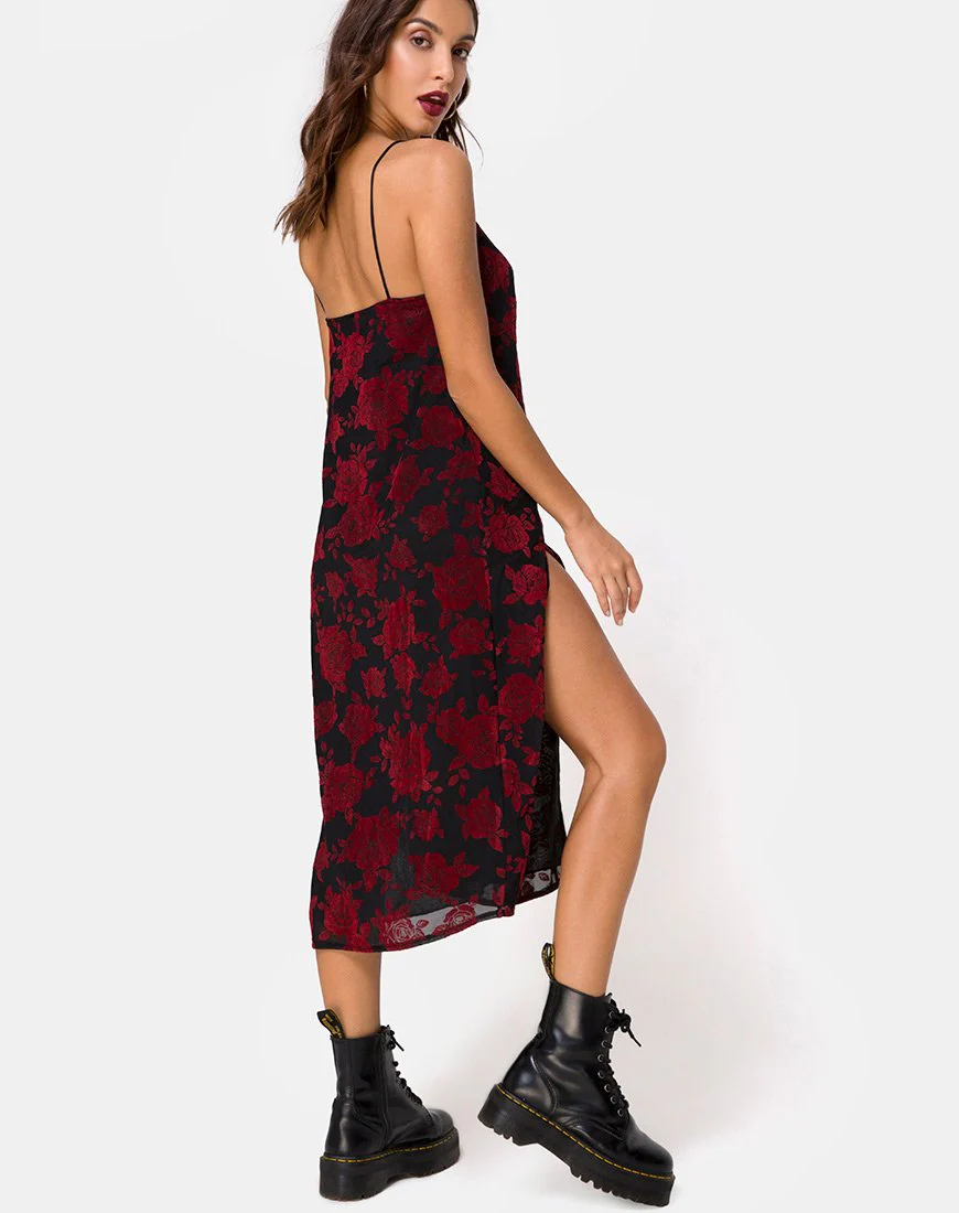 Daxita Kleid in Romantisch Rot Rosenflock - Image 4