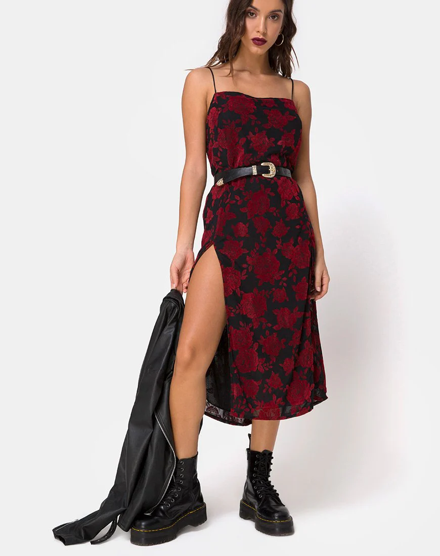 Daxita Kleid in Romantisch Rot Rosenflock - Image 6