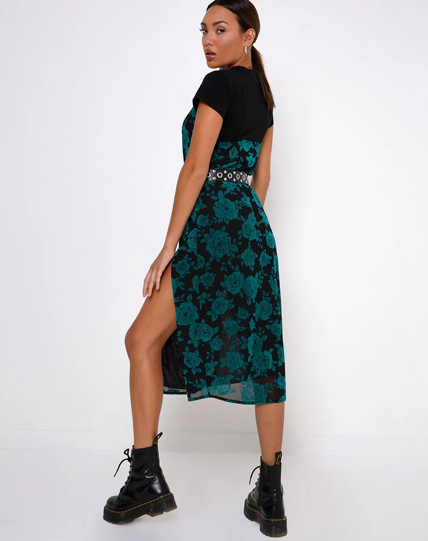 Daxita Midikleid in romantischem Rosa Flock Teal - Image 2