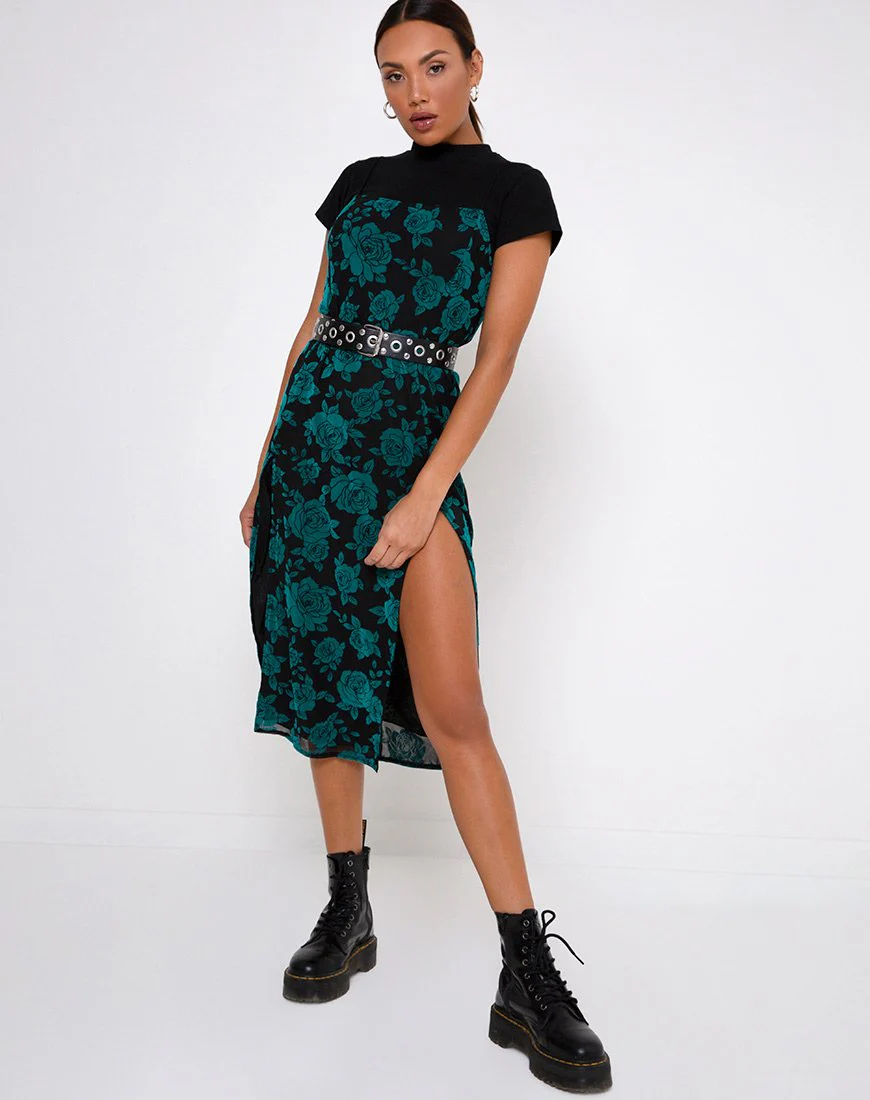Daxita Midikleid in romantischem Rosa Flock Teal - Image 3