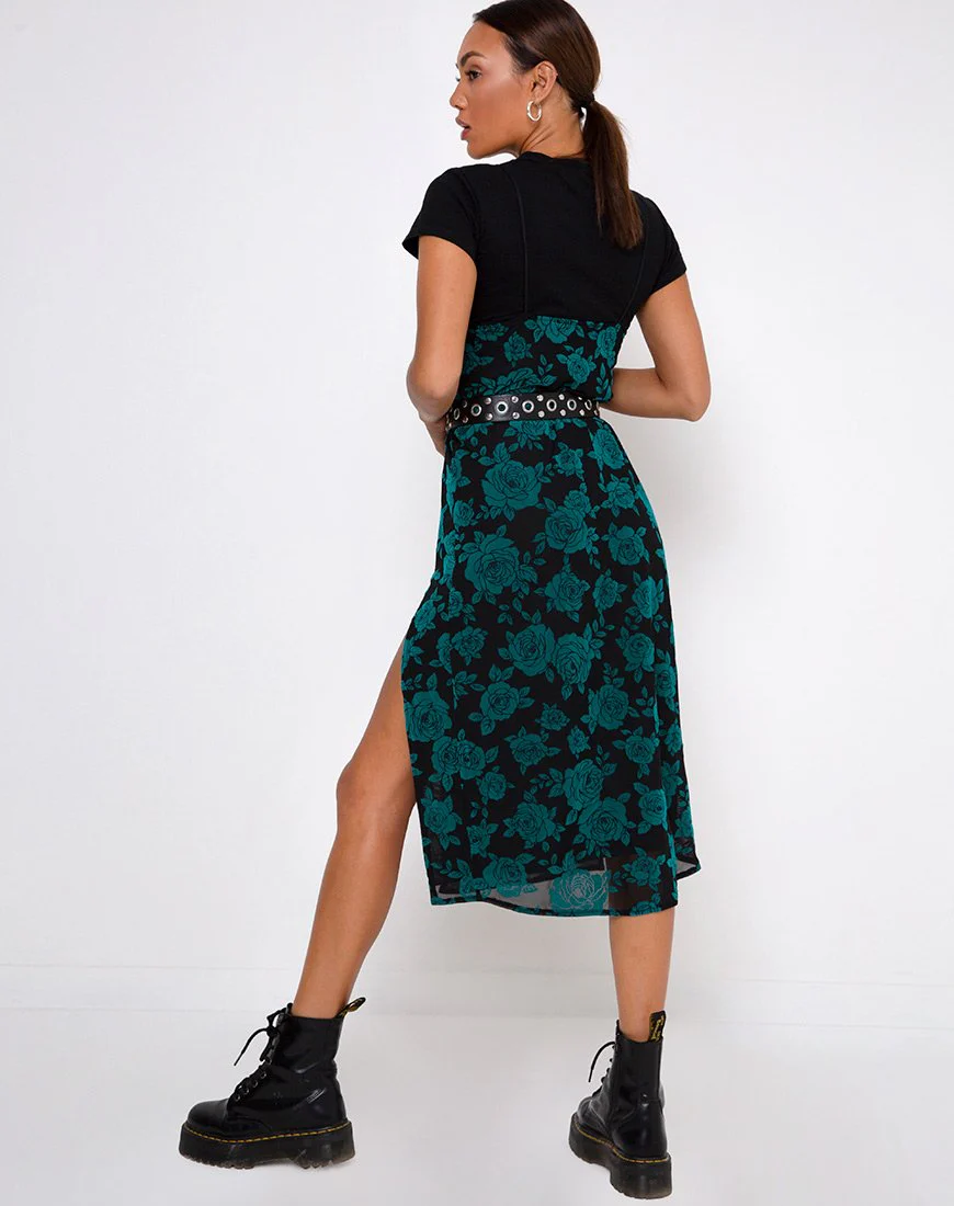 Daxita Midikleid in romantischem Rosa Flock Teal - Image 4