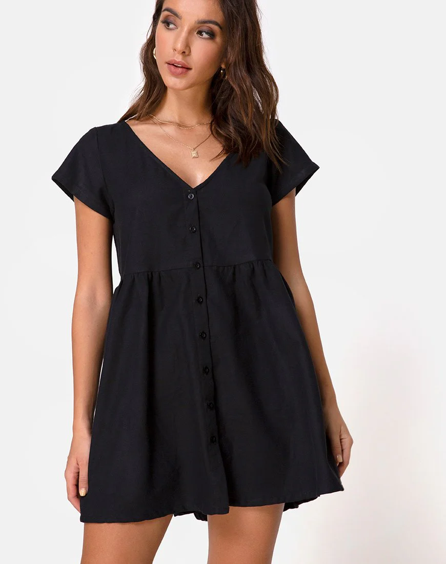 Deira Babydoll-Kleid in Schwarz