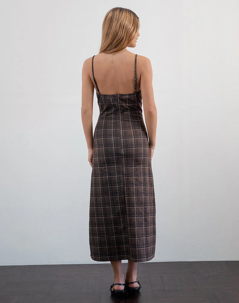 Delfina Midikleid aus Spitze mit braunem Karo - Image 3