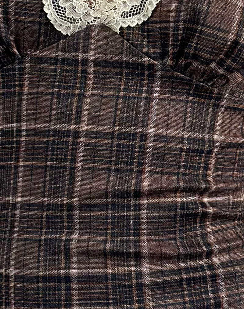 Delfina Midikleid aus Spitze mit braunem Karo - Image 5