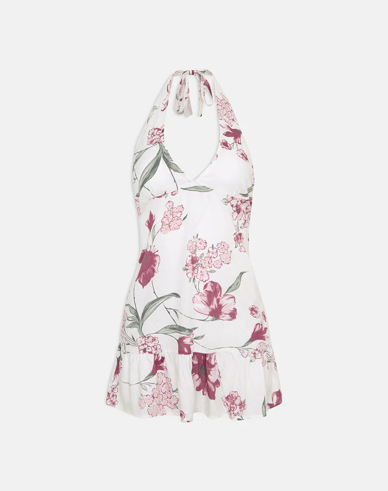 Deliana Mini Dress in Femme Floral White - Image 3