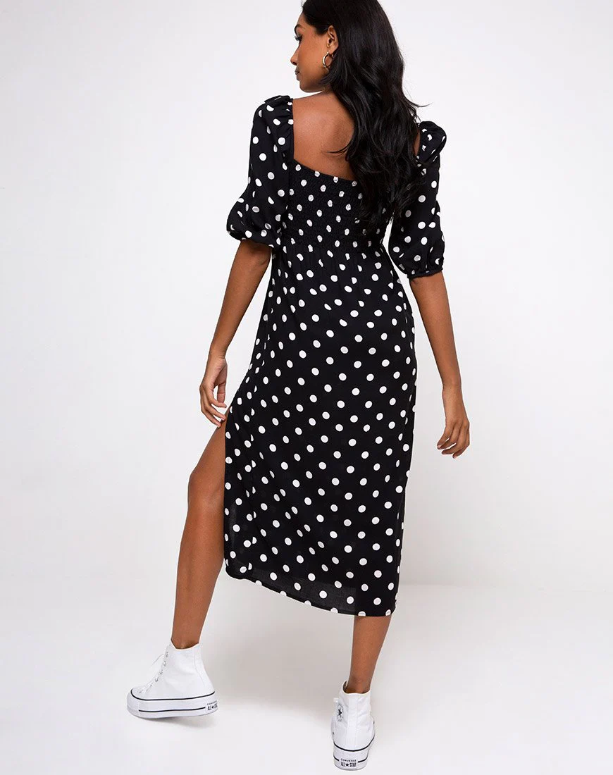 Deloya Midikleid in 80er Jahre Polka Schwarz - Image 2