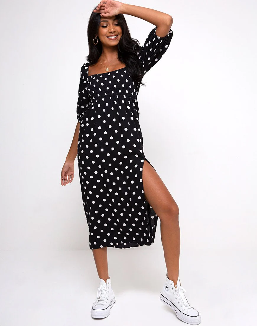 Deloya Midikleid in 80er Jahre Polka Schwarz - Image 3