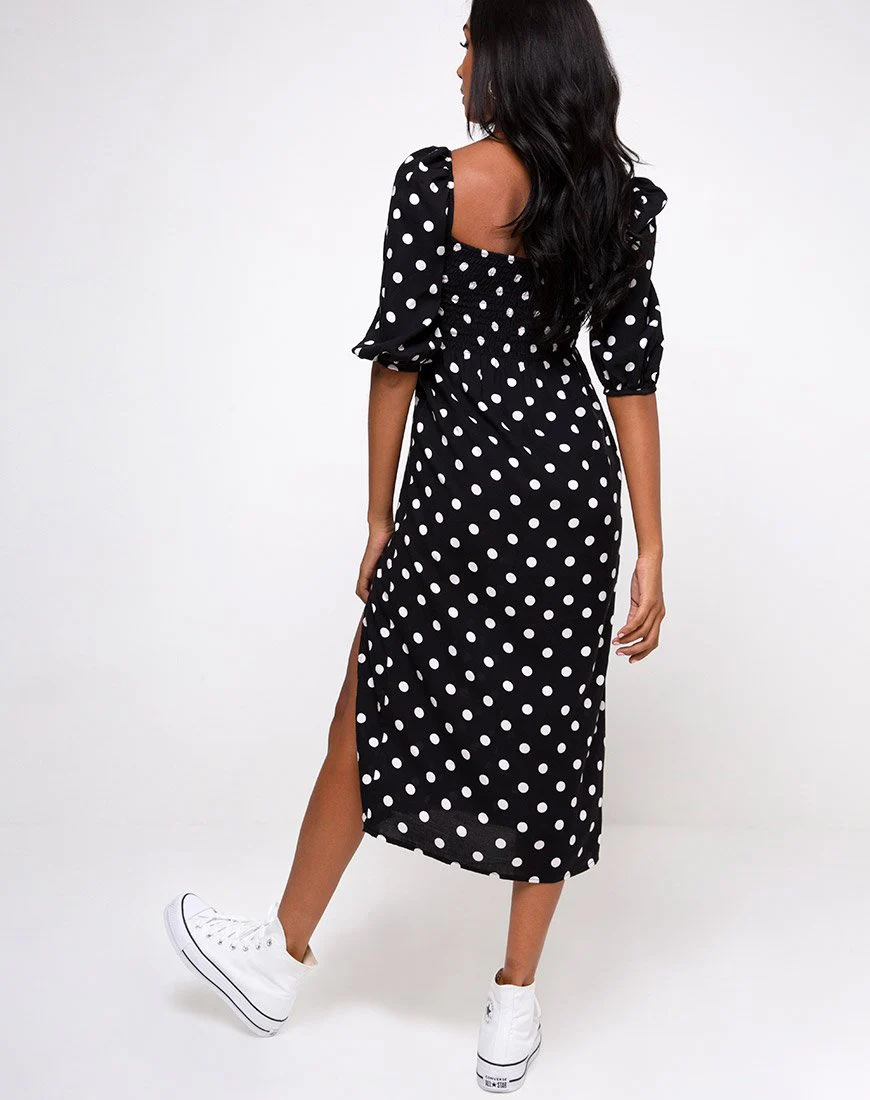 Deloya Midikleid in 80er Jahre Polka Schwarz - Image 4