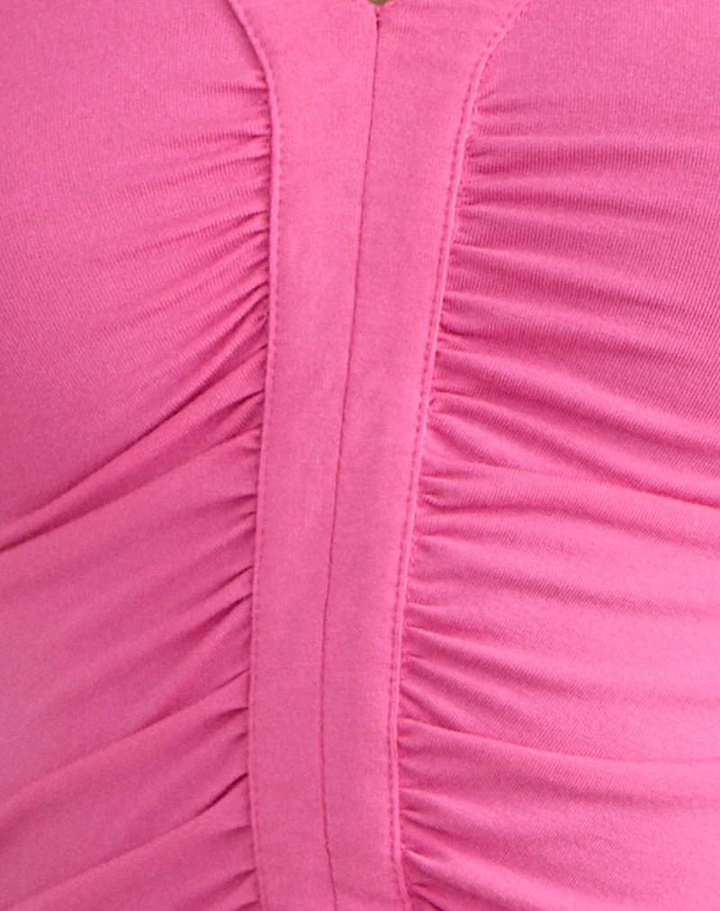 Delyn Ruched Plunge Top in Deep Pink - Image 6