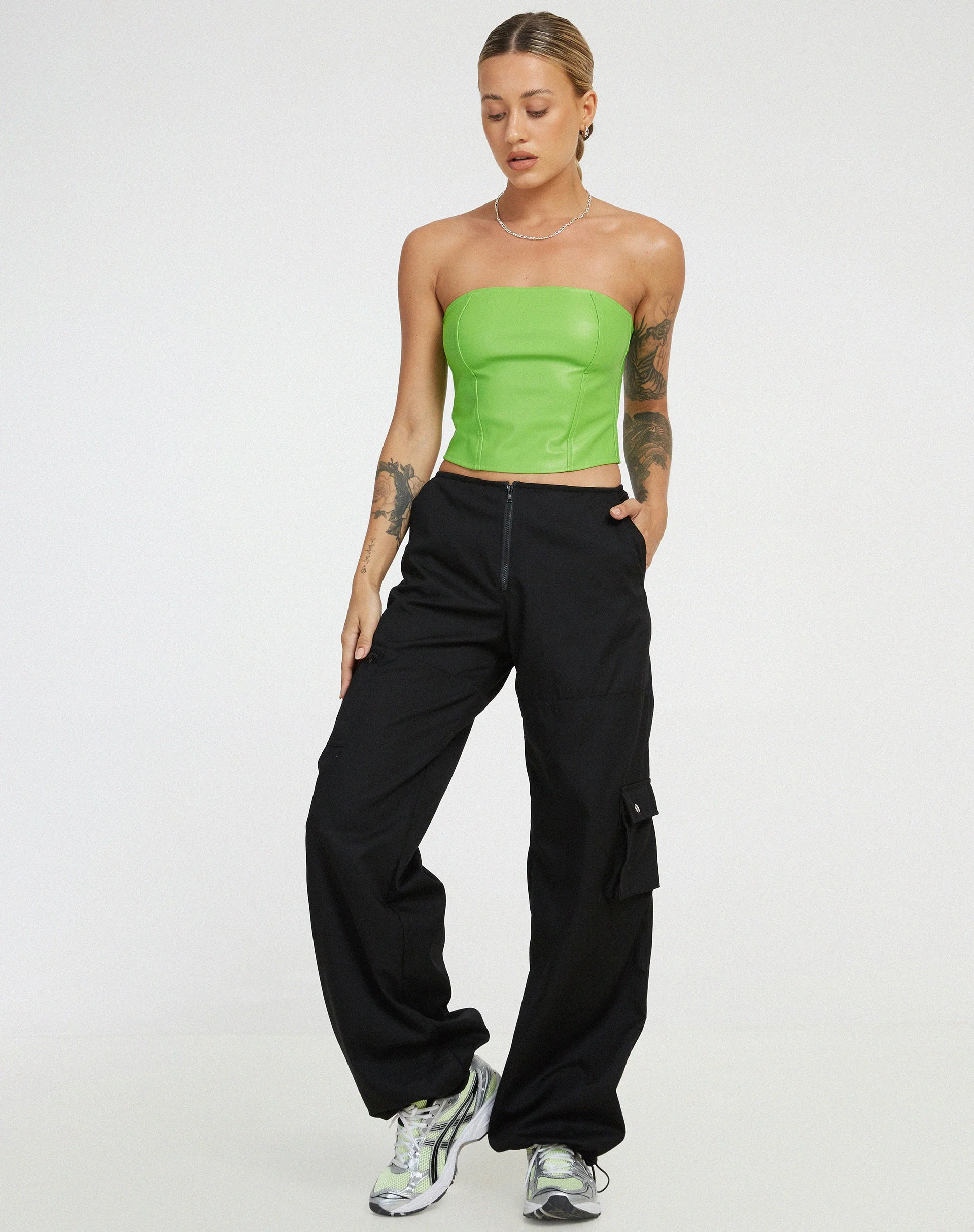 Dena Korsett Top in PU Neon Grün - Image 5