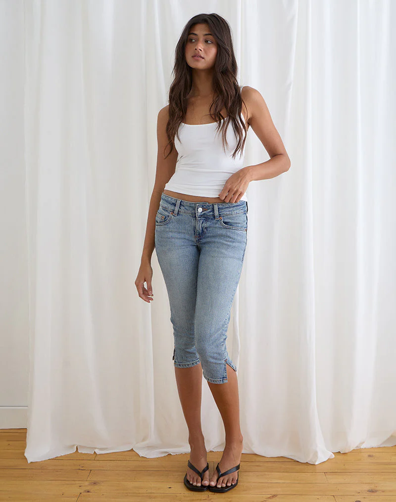 Denim Capri Jean in Vintage Blue Wash - Image 4
