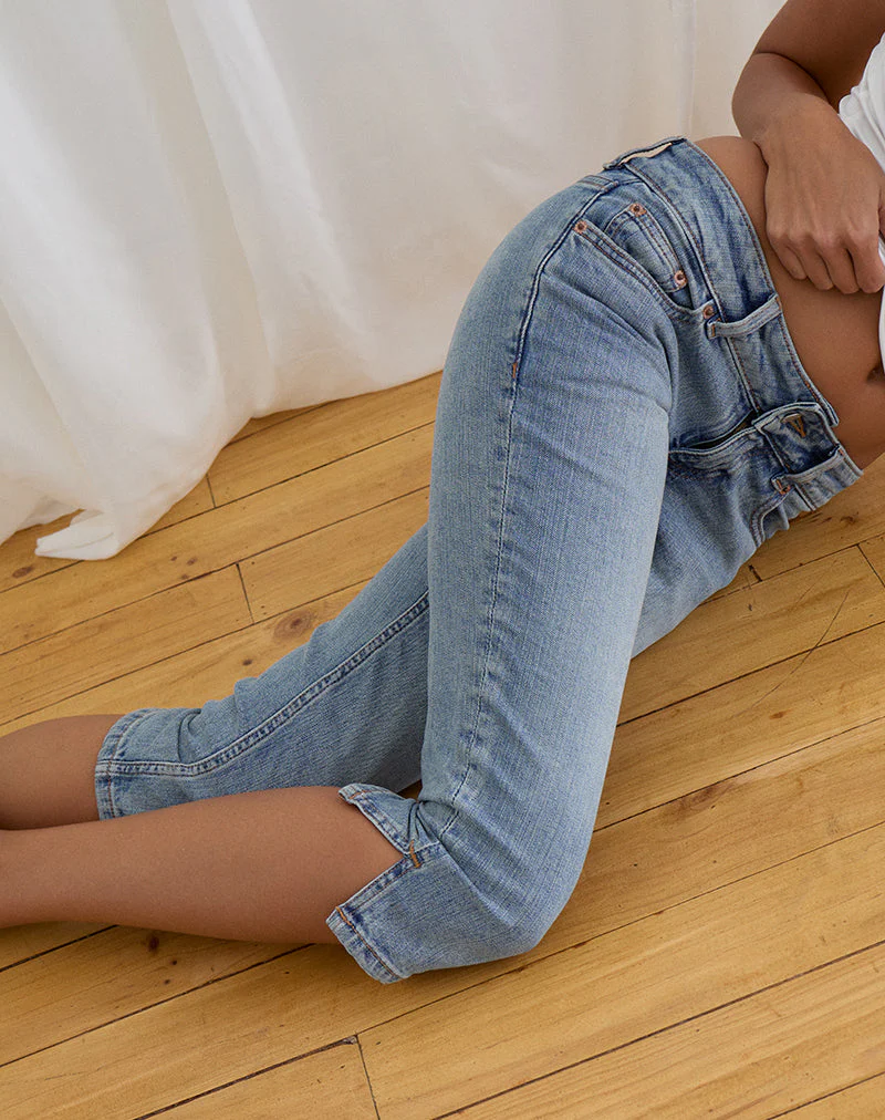 Denim Capri Jean in Vintage Blue Wash - Image 5