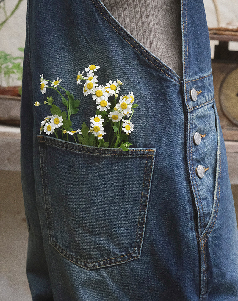 Denim Dungaree in Mid Blue Tint - Image 3