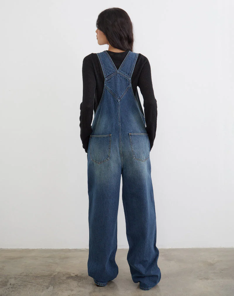 Denim Dungaree in Mid Blue Tint - Image 6