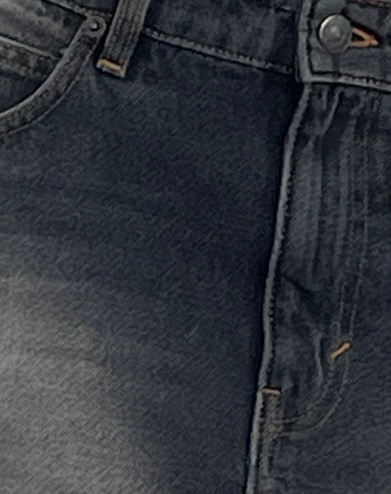 Denim-Minirock mit rohem Saum in Grau Used Bleach - Image 5