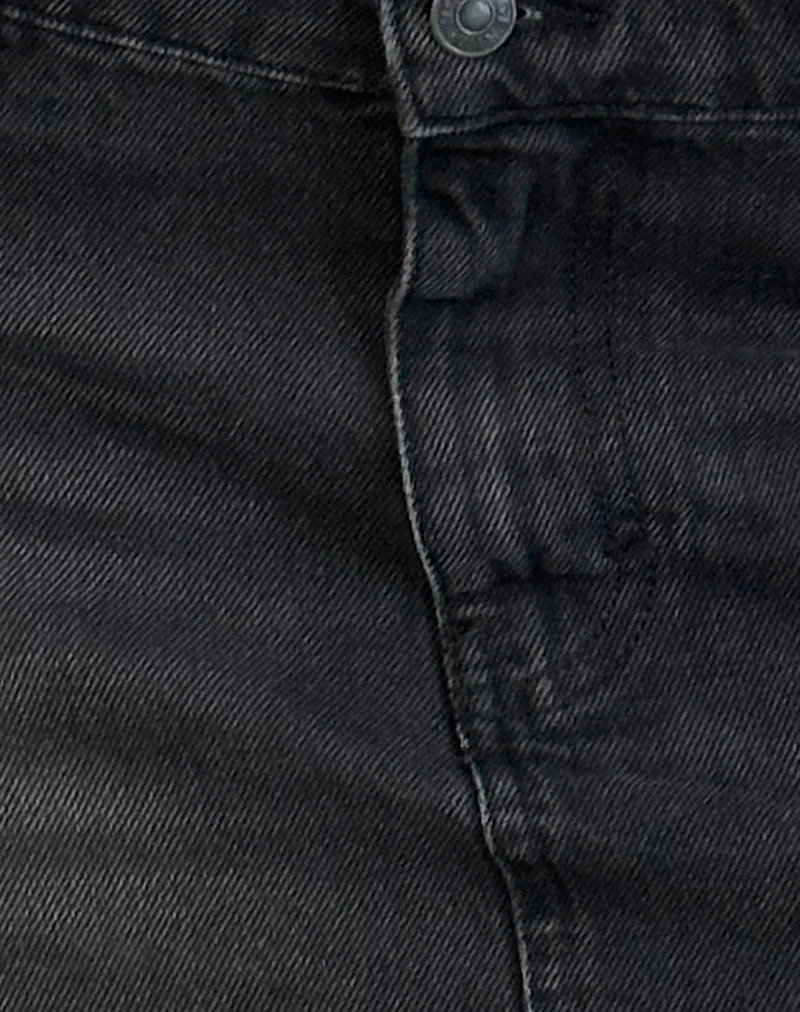 Denim-Minirock mit rohem Saum in Vintage Schwarz - Image 7