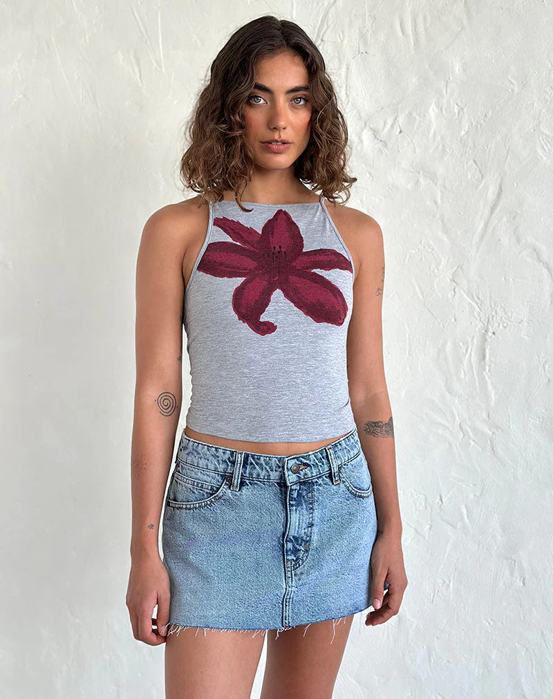 Denim-Minirock mit rohem Saum in Vintage Blue Wash - Image 3