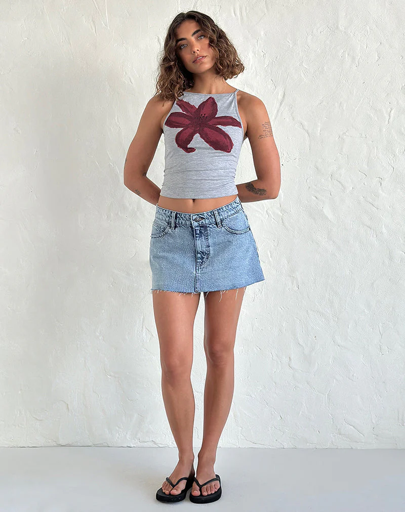 Denim-Minirock mit rohem Saum in Vintage Blue Wash - Image 5