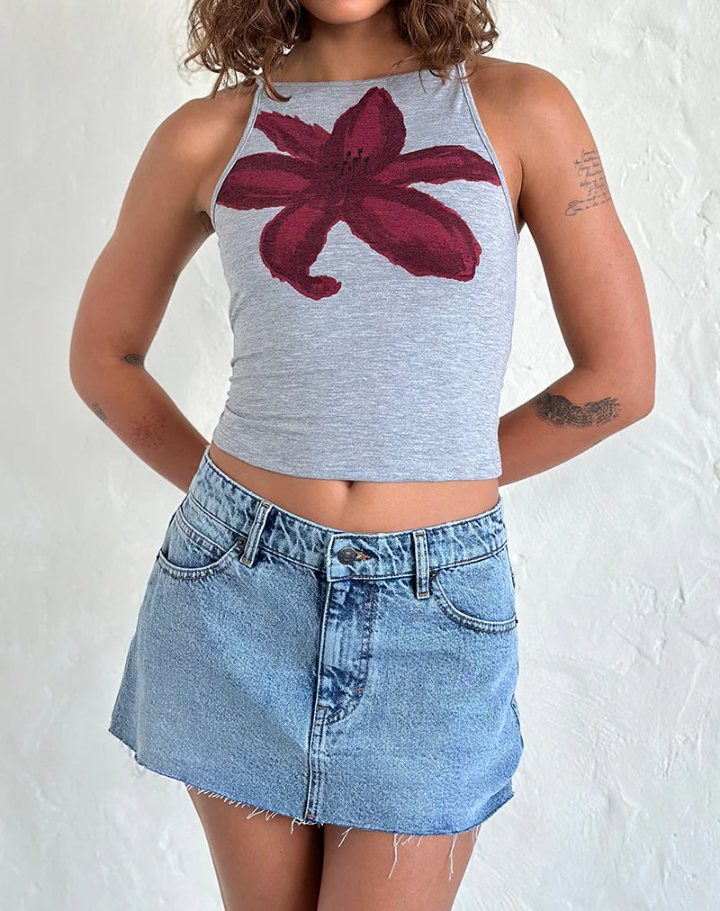 Denim-Minirock mit rohem Saum in Vintage Blue Wash - Image 6
