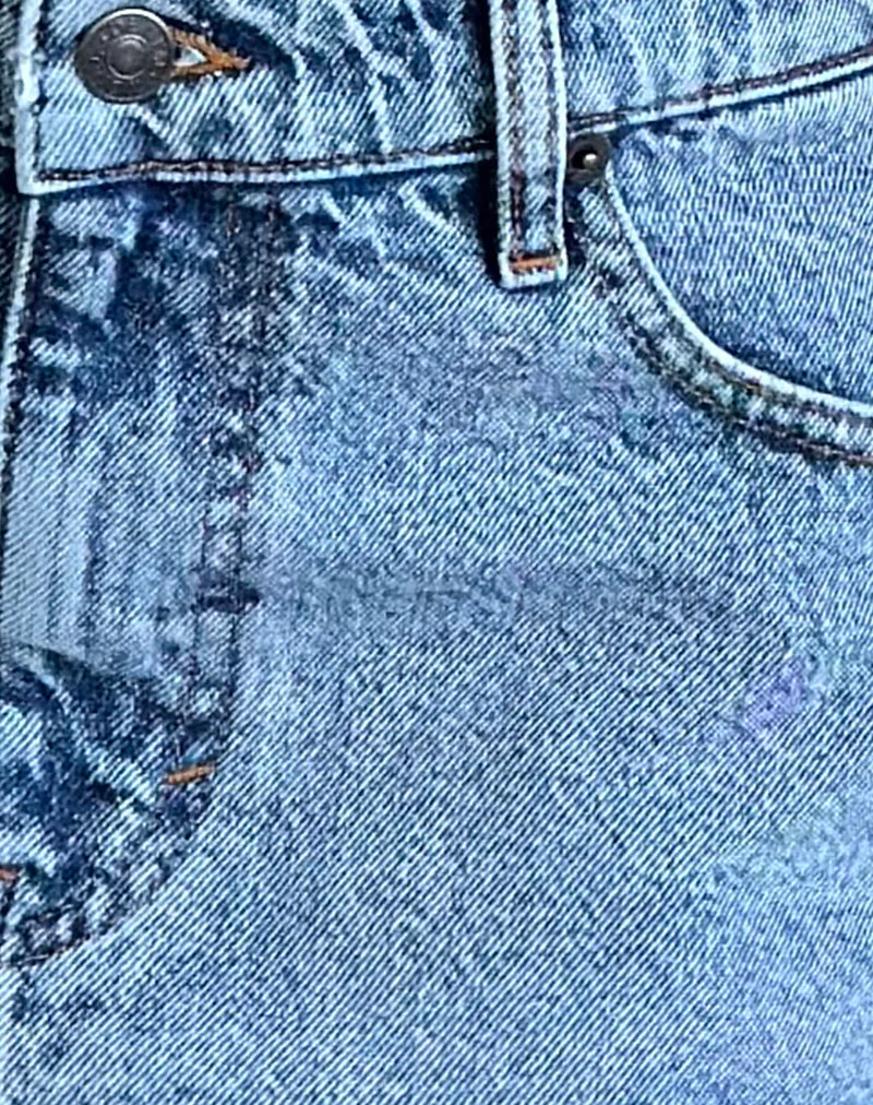 Denim-Minirock mit rohem Saum in Vintage Blue Wash - Image 7
