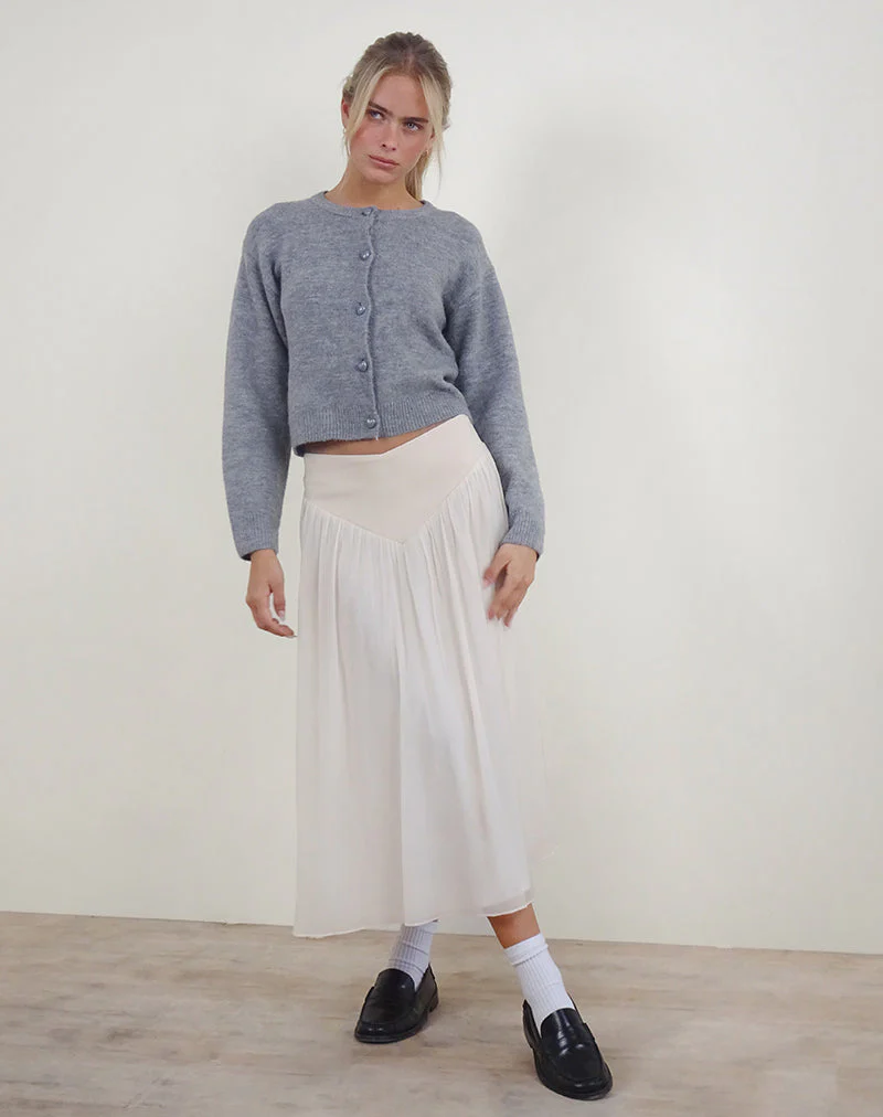 Derika Maxirock mit V-Taille in Creme - Image 2