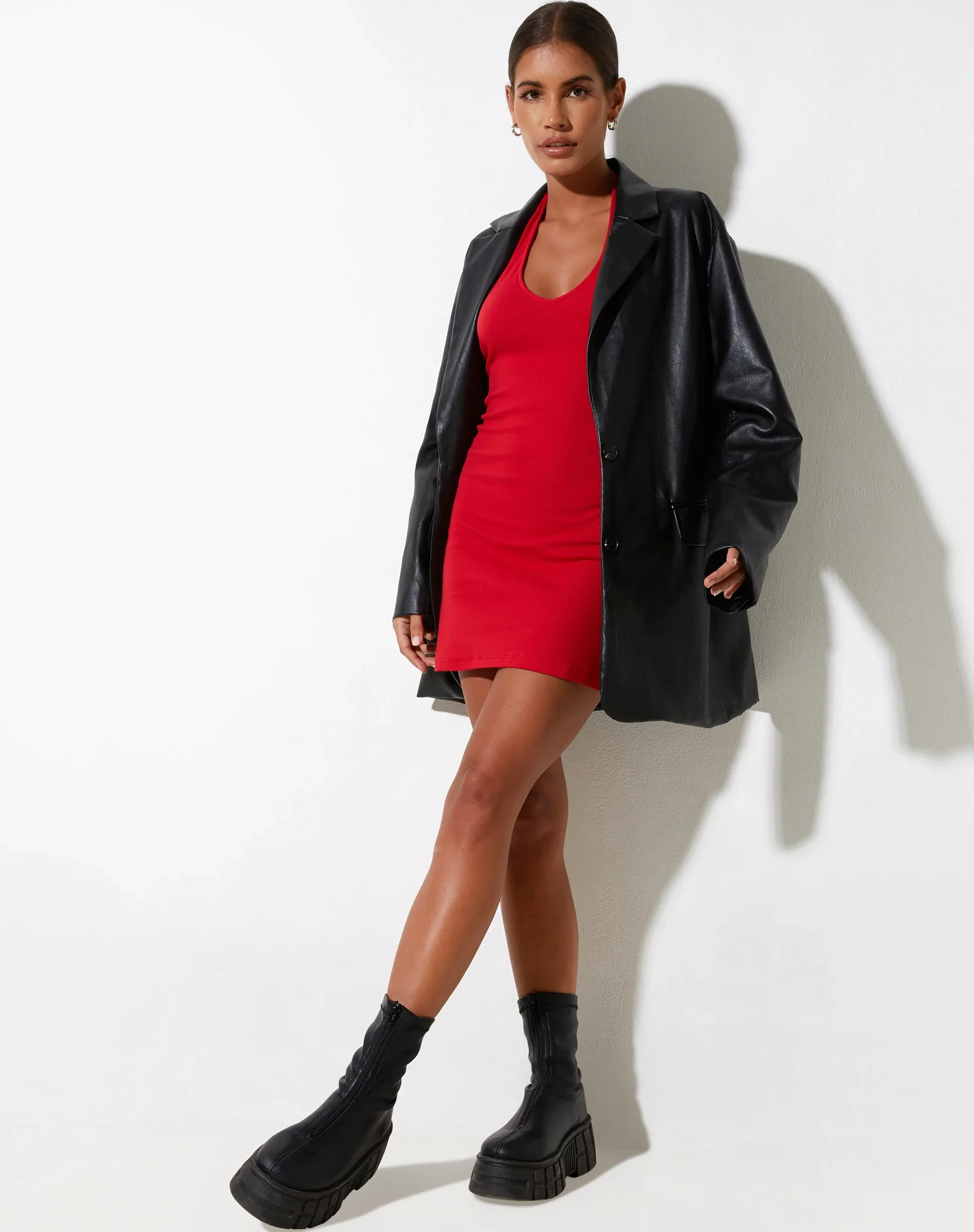 Desak Minikleid aus Rippstrick Rot - Image 4