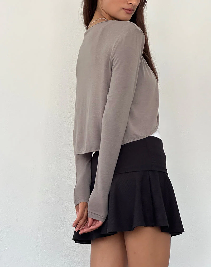 Despina Langarm-Strickjäckchen in warmem Grau - Image 3