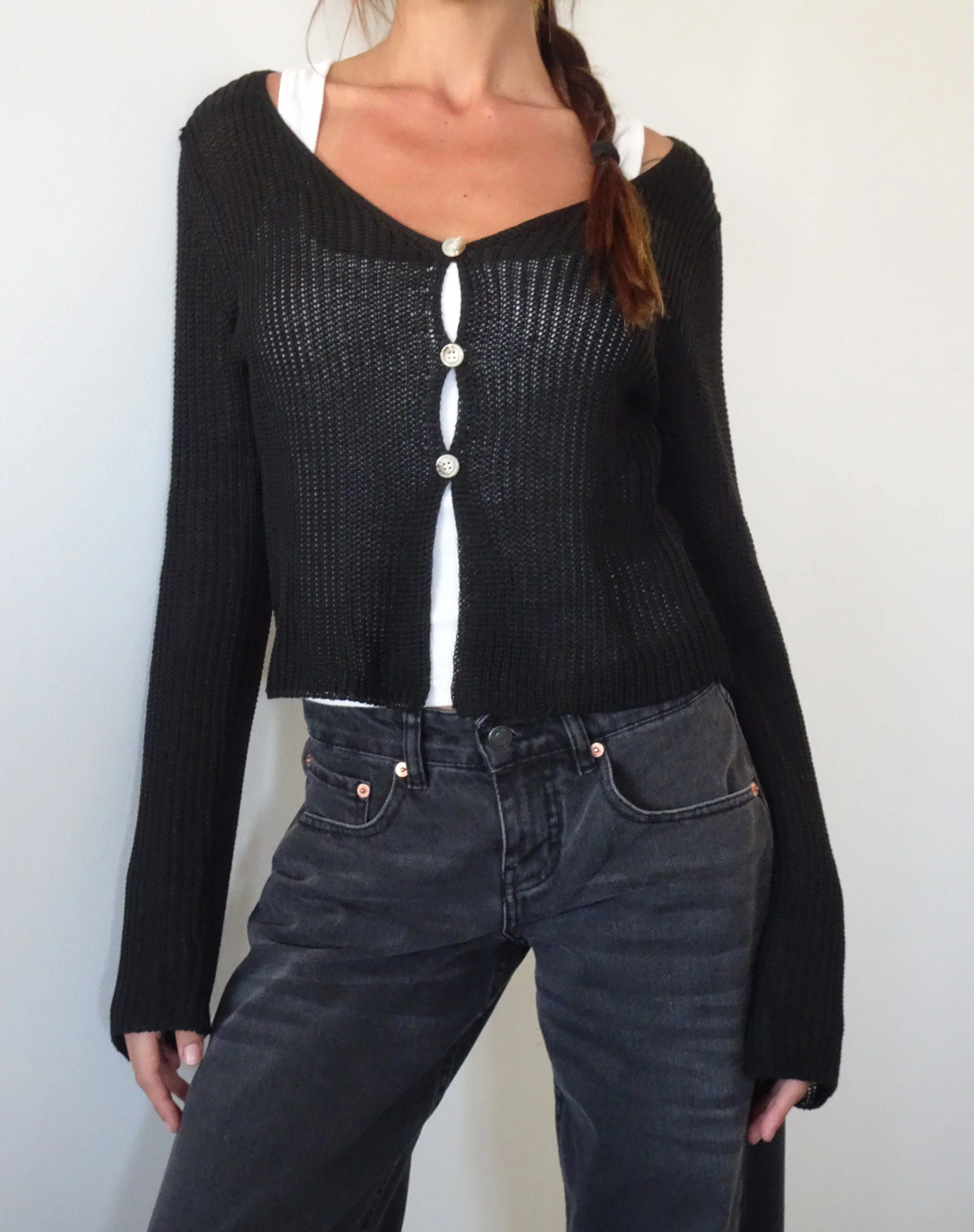 Devita Langärmeliges Strick-Top in Schwarz - Image 3