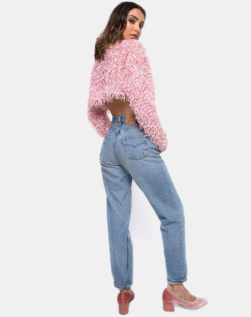 Diabla Crop-Pullover aus Zottelstrick, zuckerrosa - Image 4