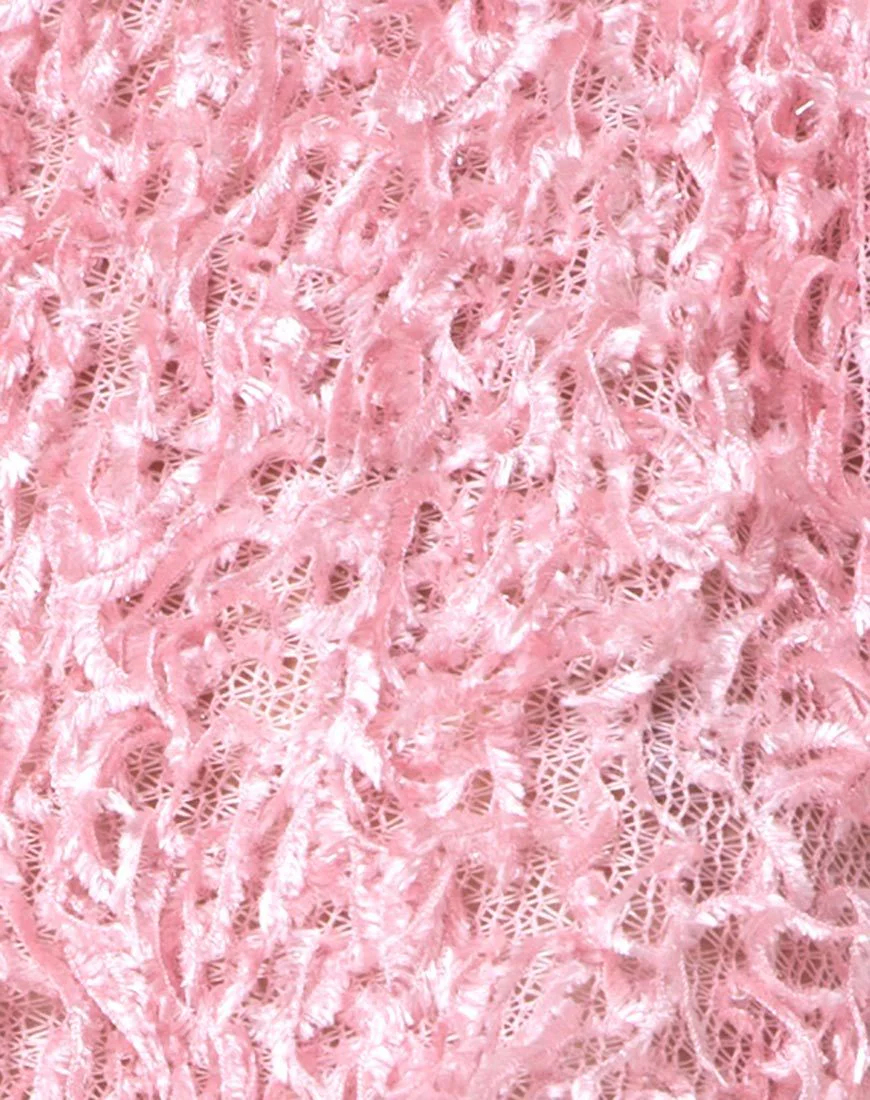 Diabla Crop-Pullover aus Zottelstrick, zuckerrosa - Image 5
