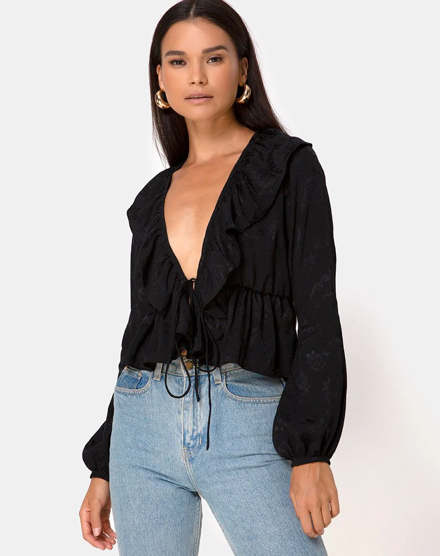 Diar Top in Satin Rose Schwarz