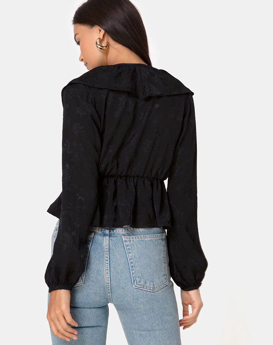 Diar Top in Satin Rose Schwarz - Image 2