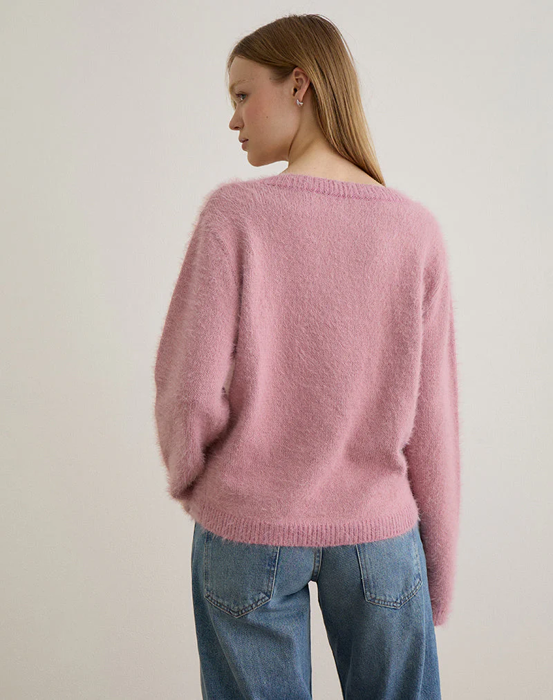 Dikara Pullover mit Schal aus Strick in staubigem Rosa - Image 6
