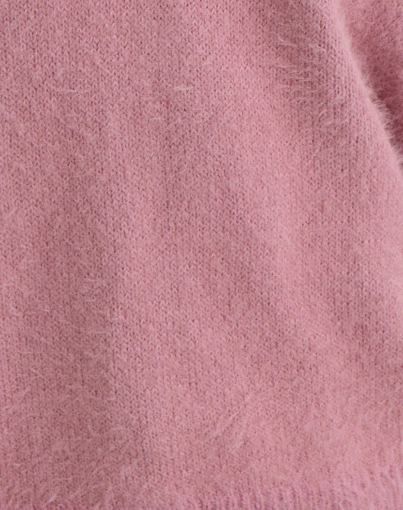 Dikara Pullover mit Schal aus Strick in staubigem Rosa - Image 7