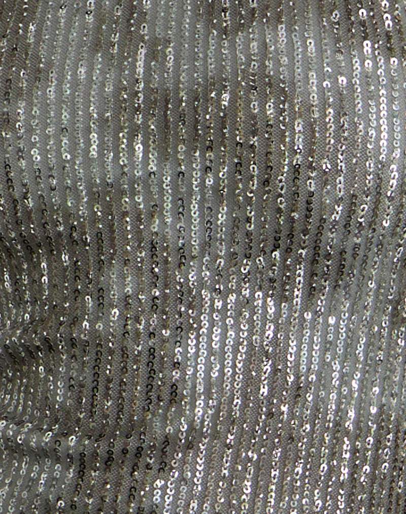 Dikta Asymmetrisches Minikleid aus Pailletten Grün Grau - Image 7
