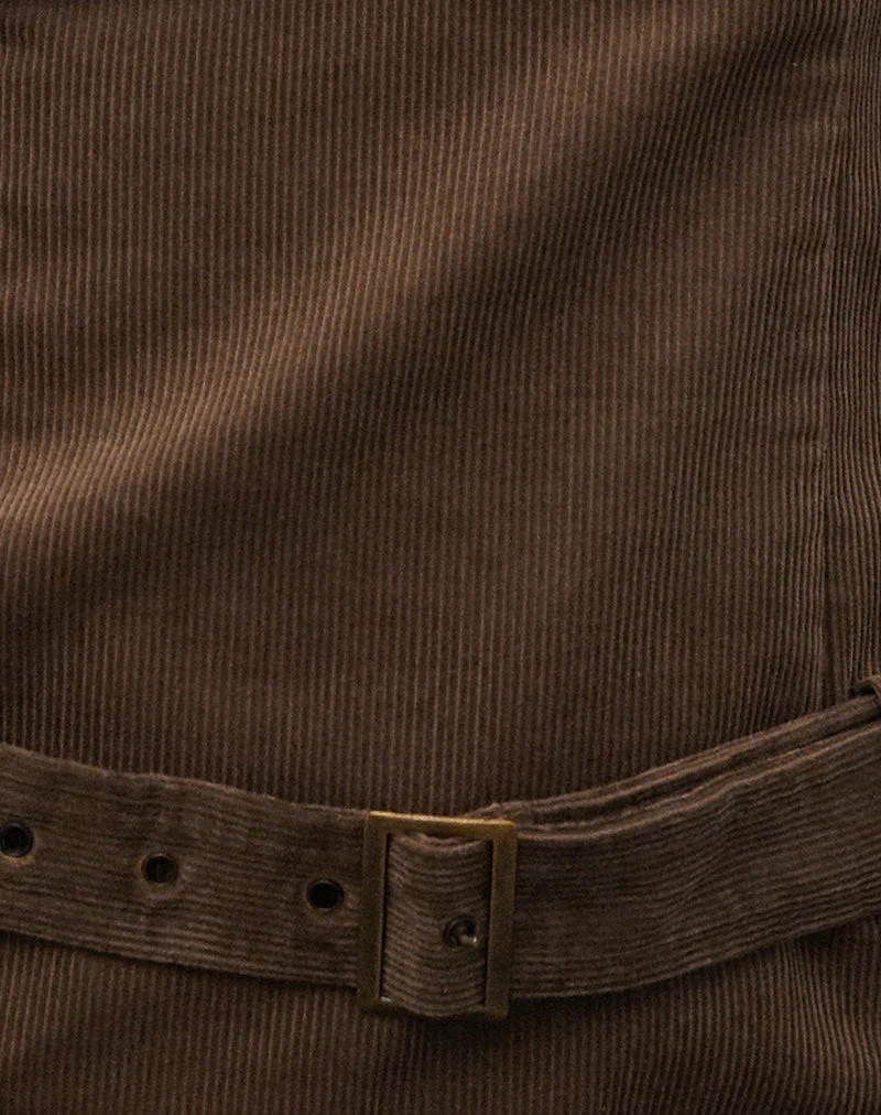 Dilshan Minikleid aus Babycord Braun - Image 6