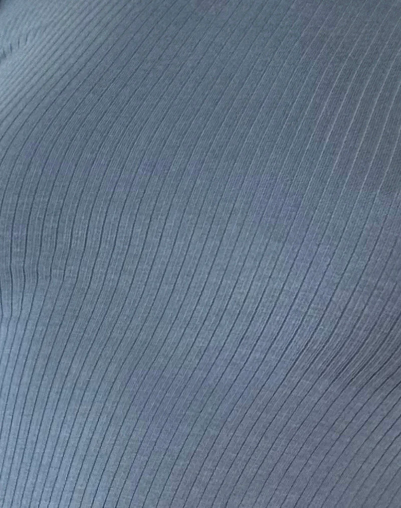 Dinar Top mit geteiltem Saum in Mineralblau - Image 6
