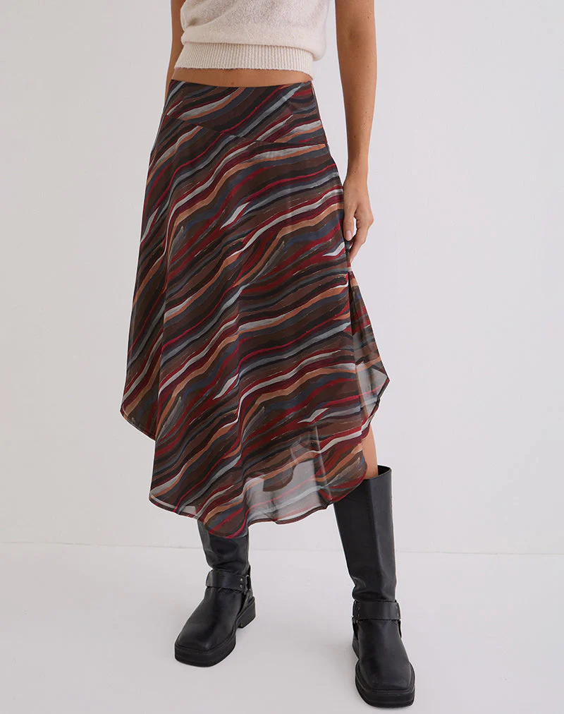 Diona Midirock aus Chiffon mit 70er-Jahre-Schattenstreifen - Image 2