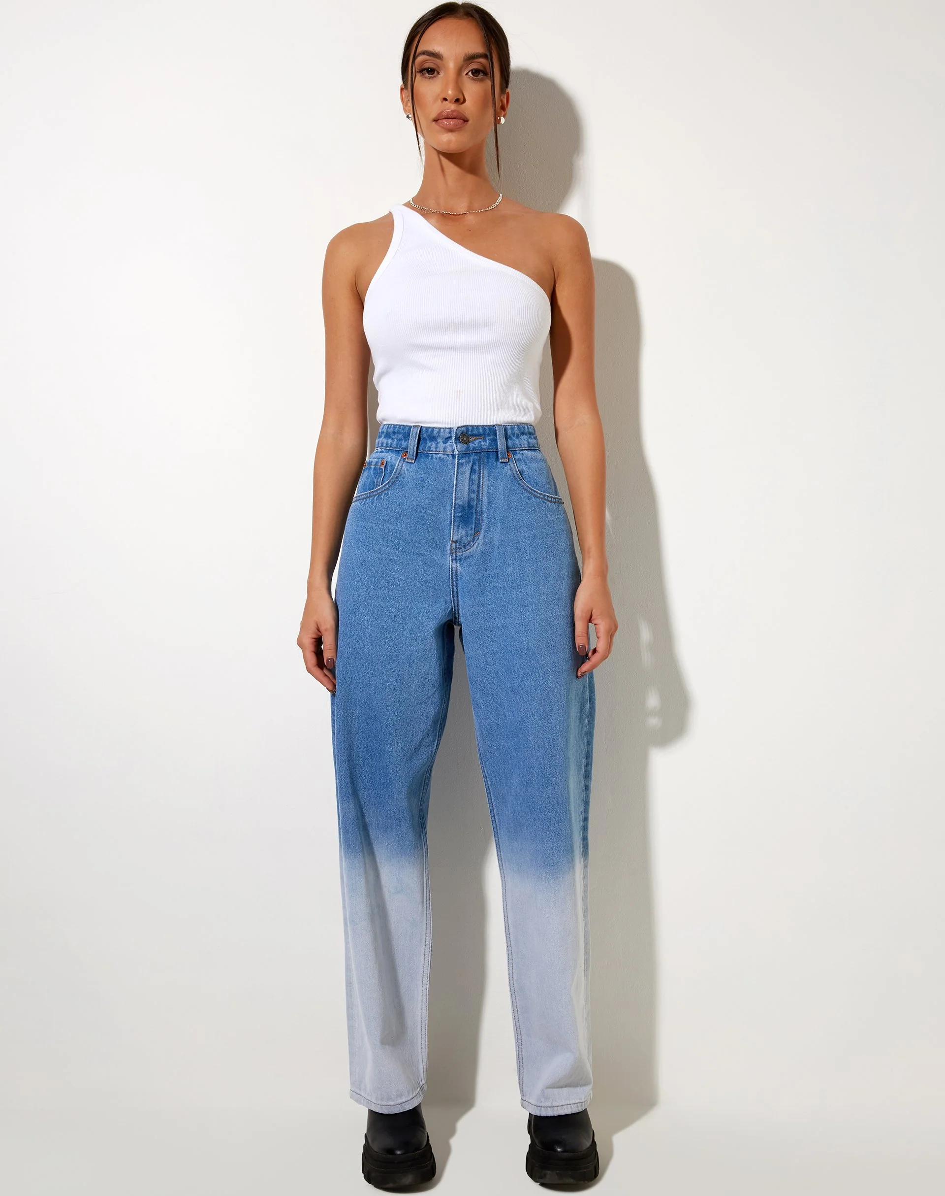 Dip Bleach Parallel Jeans in Super Light Wash - Image 3