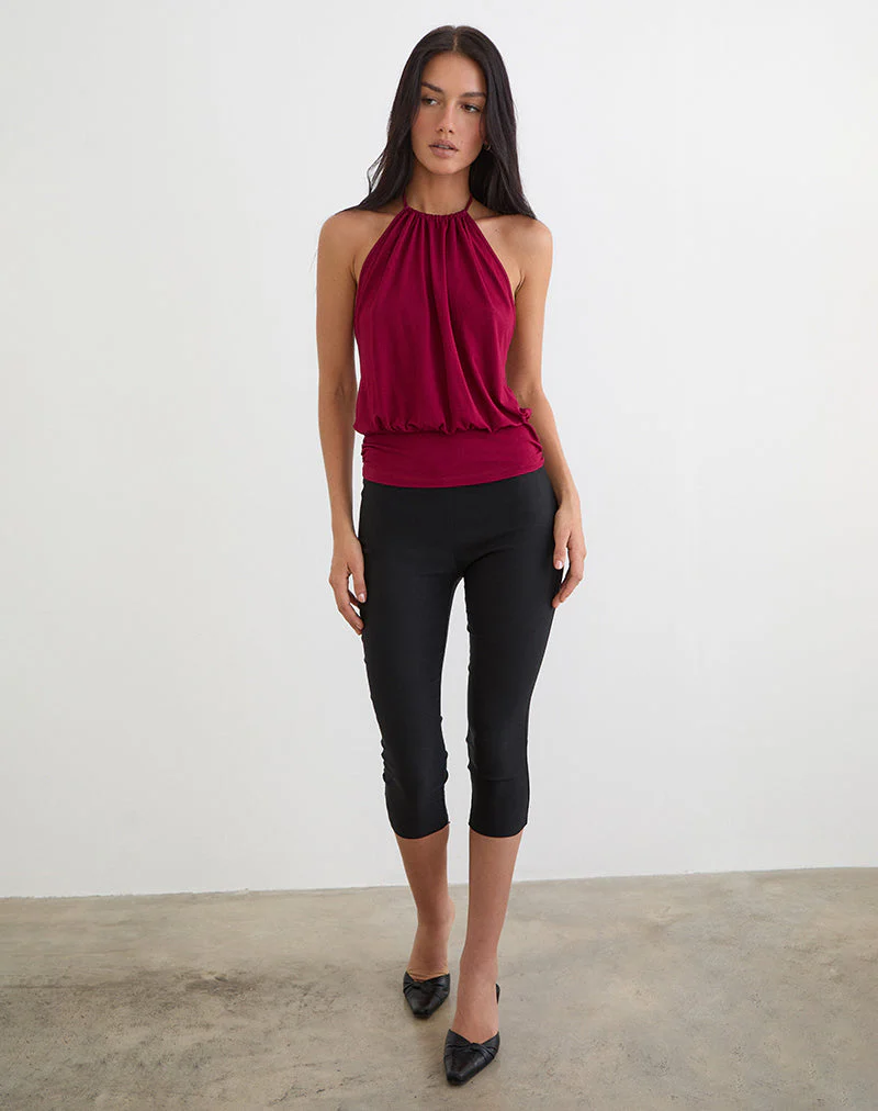 Diraka High Neck Top aus Rayon-Jersey in Burgunderrot - Image 4