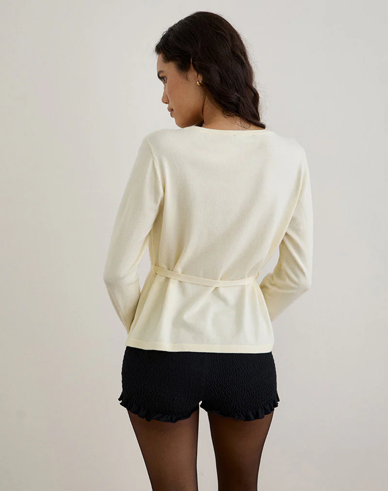 Divya Strickjacke mit Krawatte aus Strick in Creme - Image 5