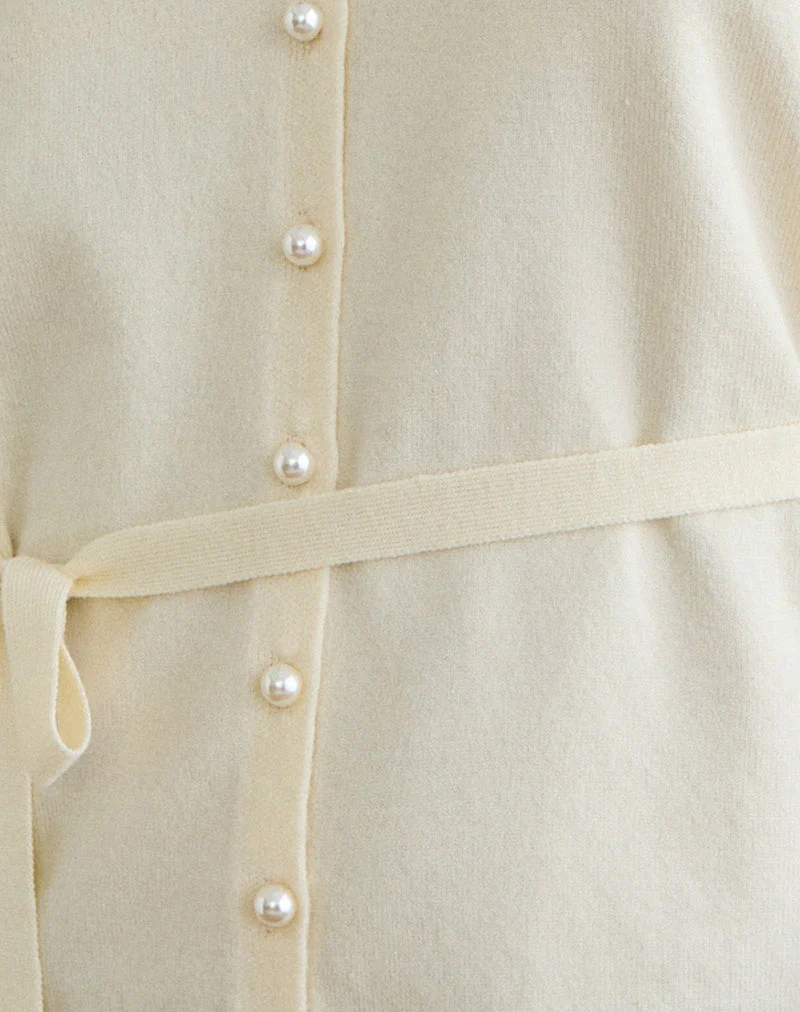 Divya Strickjacke mit Krawatte aus Strick in Creme - Image 6