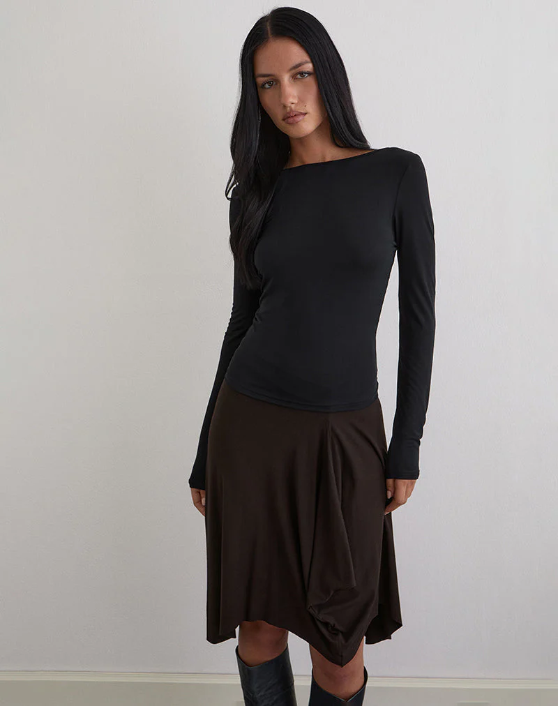 Diya Langarm-Top aus Cupro Schwarz - Image 2