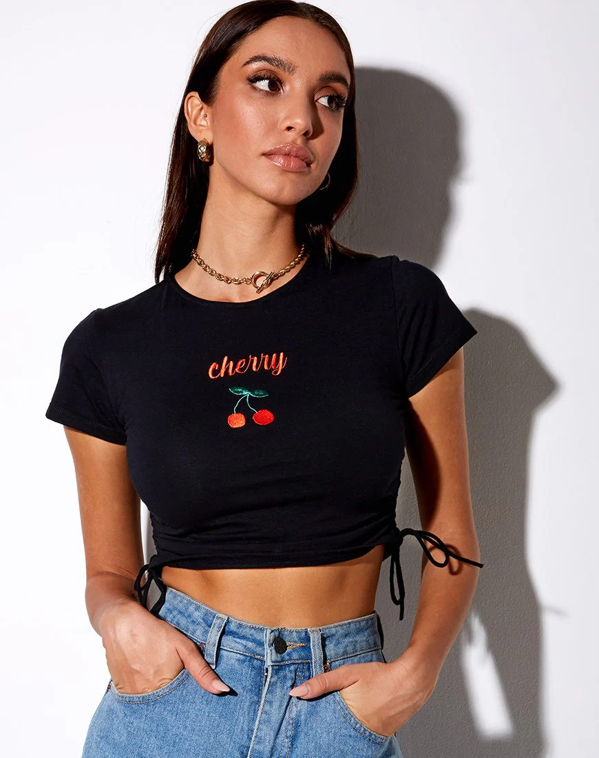 Doga Crop Top in Schwarz Kirsche Embro