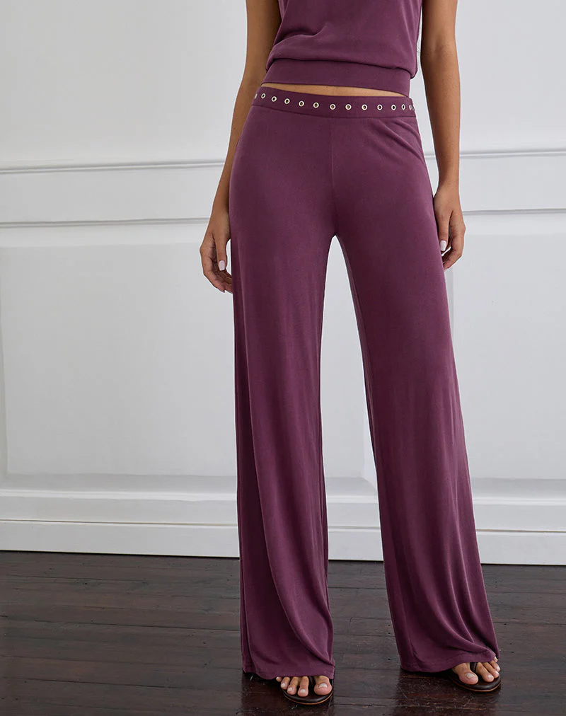 Donika Hose mit Nietenbesatz und Bund in Pflaume - Image 2