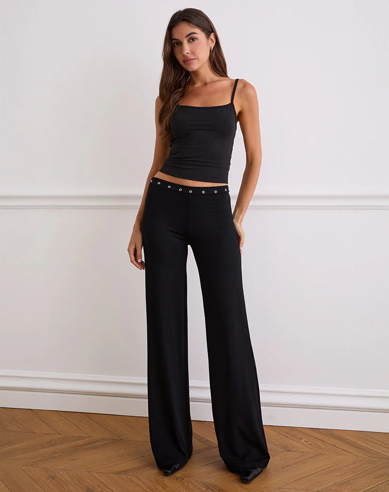 Dorala Low-Rise-Hose mit Ösen in Schwarz - Image 5