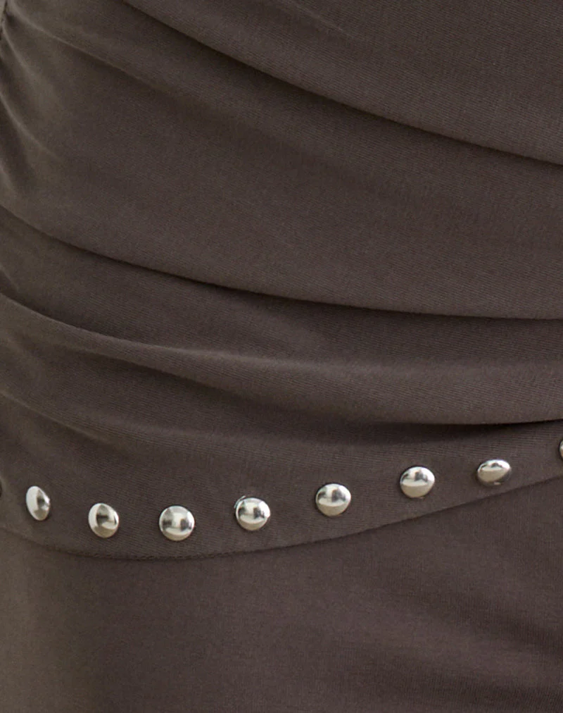 Dovina Trouser in Cupro Dark Brown - Image 6